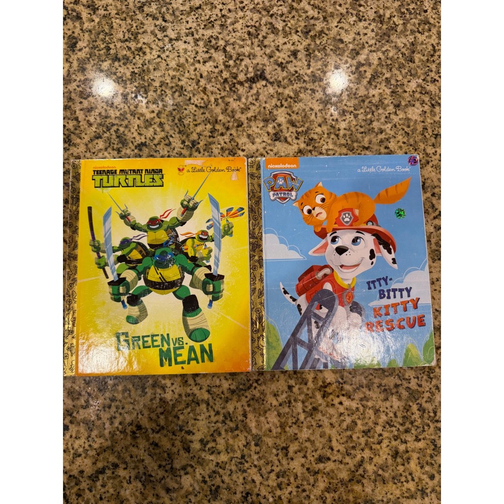 Nickelodeon Little Golden Books TMNT Green vs Mean & Paw Patrol Kitty Rescue Lot